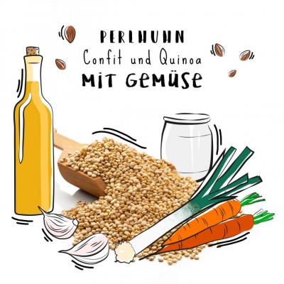 Perlhuhn-Confit und Quinoa mit Gemüse