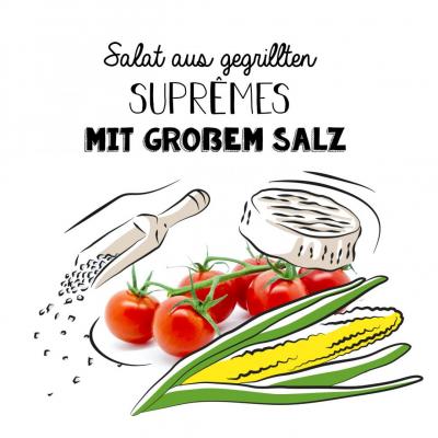 Salat aus gegrillten Suprêmes mit grobem Salz