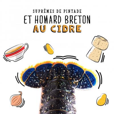 Suprème de pintade et homard breton au cidre